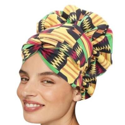 China Wholesale Hoods Custom Double Color Durag Hat Africa Striped Printing Round Ribbon Hood for sale