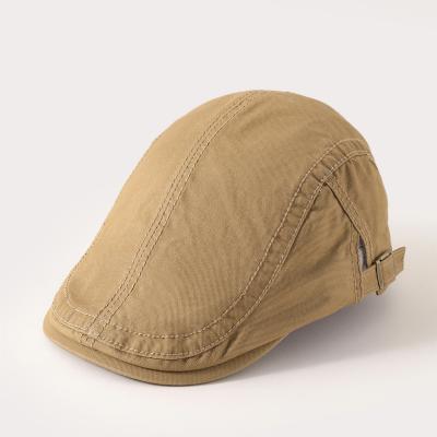 China Wholesale Classic Striped Berets Hat Plain Vintage Washed Camel Vintage Newsboy Hat With Buckle for sale