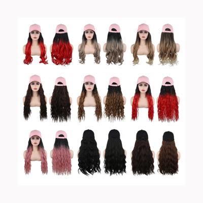 China Fashionable Body Wave Cap Tied Hair Wigs Multiple Colors Synthetic Baseball Cap Wig for sale