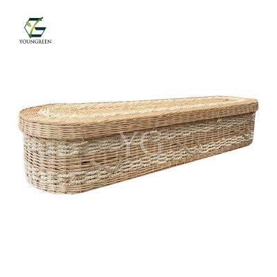 China Eco-Friendly Cornskin Willow Mix Corn Bran Coffins Environmental Wicker Coffins for sale