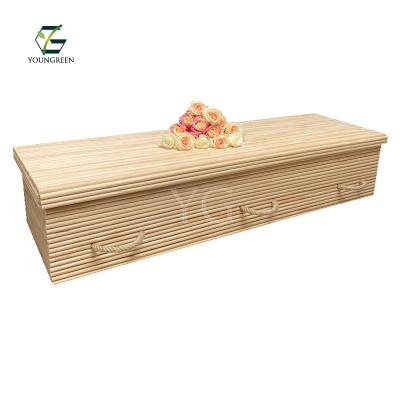 China Eco Friendly Biodegradable Solid Wooden Wicker Caskets Pine Wood Caskets Funeral Caskets for sale