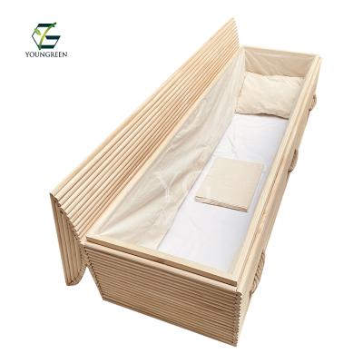 China Biodegradable Natural Burial Pine Caskets Green Paulownia Solid Wooden Cremation Wood Caskets for sale