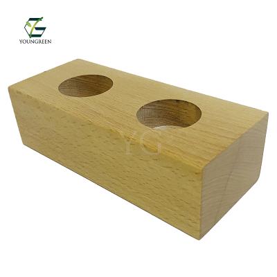 China European Natural Solid Wood Double Tealight Holder Candle Holder Home Decoration for sale