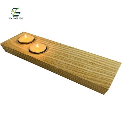 China European Natural Ash Wooden Tea Light Holder For Home Decor for sale