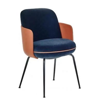 China Factory Wholesale Home and Commercial Use Upholstered Chair with Modern Armrest Metal Merwyn Chair Soft Velvet Side Chair for Restaurant Dining for sale