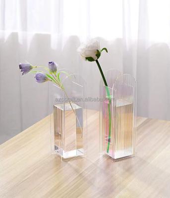 China Minimalist Colorful Nordic Plant Bud Modern Clear Cheap Flower Vases Decoration Small Wedding Acrylic Flower Desktop Vases For Home Decor for sale