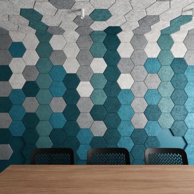 China Low moq contemporary diy woodchip hexagon hall gymnasium sound barrier wall for sale