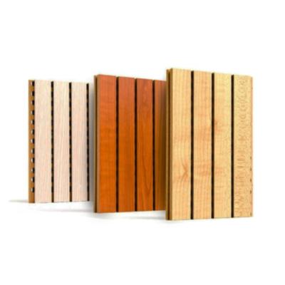 China Contemporary Decorative Groove Slat Wood Panel Noise Acoustic Wood Wall Panel for sale