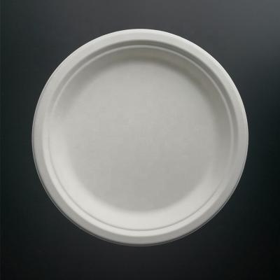 China 10 Inch Sugar Cane Bagasse Round Disposable Oil-proofing Dishes Eco Friendly Biodegradable Dishes for sale