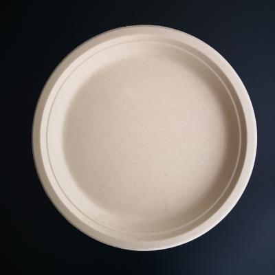 China Oil-proofing Wheat Straw Fiber Dish 10 Inch Disposable Biodegradable Food Packing Dish for sale