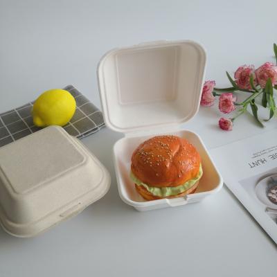 China Eco-friendly Disposable Oil-proofing Bagasse Hamburger Packing Box for sale