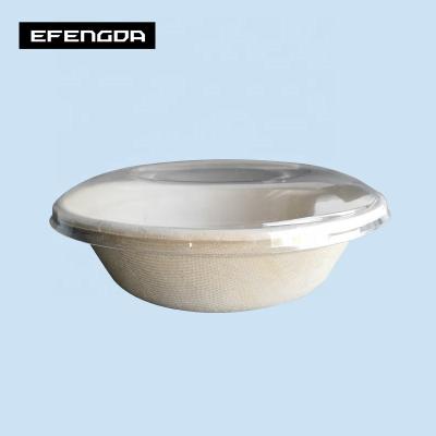 China Oil-proofing Eco-friendly biodegradable disposable wheat straw fiber soup salad bowl with PET lid 1000ml for sale