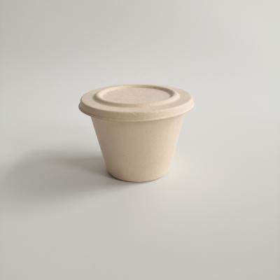 China Custom Biodegradable Bagasse Food Cup Compostable Takeaway Unbreached Cup for sale