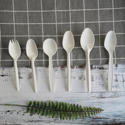 China Disposable Cornstarch Ice Cream Scoop Plastic Ice Cream Spoon Compostable Plastic Cutlery Packaging for sale