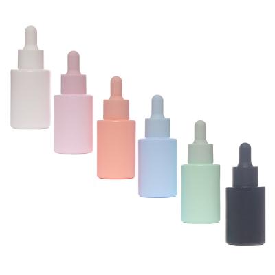 China 1oz 30ml cosmetic colorful red-pink blue yellow-orange glass bottle for cosmetic oil with macaron color lid for sale