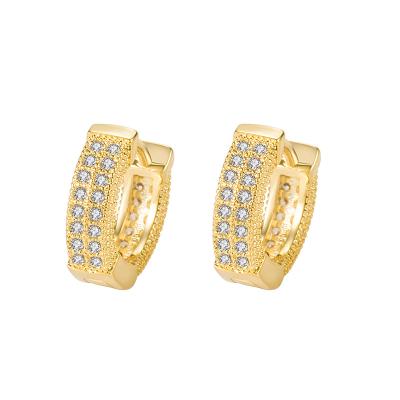 China Hiphop Best Selling Bling Earrings Hip Hop Jewelry Cubic Zircon Mini Hoop Earring Circle Diamond For Ladies for sale