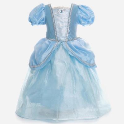 China Anti-Wrinkle Children's Dress Girl's Dress Fashion Elegant Kid's Solid Blue Dress With Princess Decoration for sale