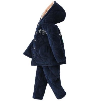 China House Wear Kids/Boys Over Nine Years Old 100% Polyester Material Triple Layer Thick Warm Pajamas Set With Hoodie for sale