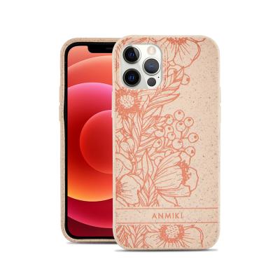 China 2022 Hot Selling Luxury Shockproof Biodegradable 100% Compostable Eco Friendly Phone Cases For iPhone 13 14 pro Max Custom Wheat Mobile Cover for sale