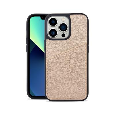 China Shockproof Handmade Leather with Card Clip for iPhone 13 Pro Slim and Lightweight for iPhone 13 Leather Case with Card Slots for sale