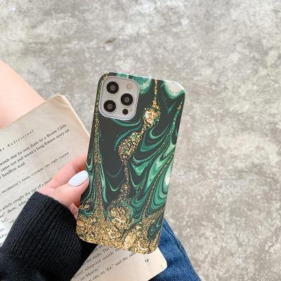 China Custom ODM PC Water Shockproof Transfer Logo Design OEM Marble Phone Case With Gold Phone Cover For iPhone 13 12 11 pro for sale