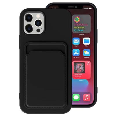 China Soft Shockproof Silicone TPU Case For iPhone 13 7 8 Plus Pro 12 Max Credit Card Holder Pocket X Xs Xr 11 Wallet Phone Case for sale