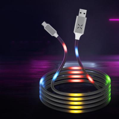 China Fast Charging Cable Voice Control Luminous USB Cable Type C USB Phone Charger Funicular Micro Cable Phone Accessories for sale