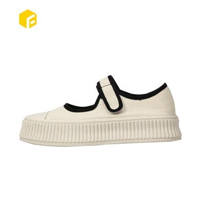 China White Flat Canvas 2022 New Design Ladies Shoes Wide Feet Women Summer Mary Jane Flat Shoes for sale