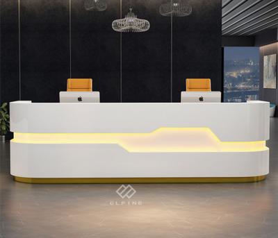 China resistant & 5 Star Seamess Marble Seamess Cashier Counter White Jont Hotel Clinic Reception Counter for sale