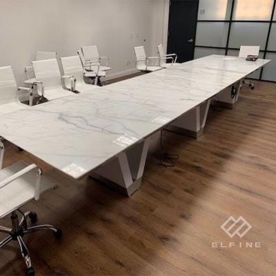 China Factory Price High Quality Renewable Curved Conference Room Quartz Stone Meeting Table for sale