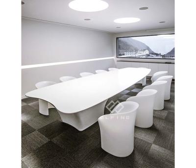 China Modern Design 16 Person Office Renewable Fancy Marble Smooth Surface Meeting Table for sale