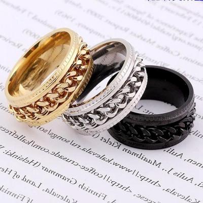 China Hot Selling Casual/Sporty Amazon Titanium Steel Rings Rotatable Chain Rings Shape Jewelry Couples Rings for sale