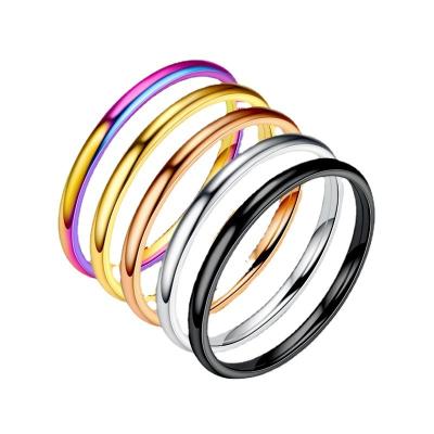 China Simple Shiny Thin Couple Rings 2mm Stainless Steel Casual / Sporty Rings for sale