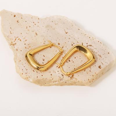 China Trendy Hot Selling Trendy Shiny Geometric 18K Gold Statistical Institute Stainless Steel European And American Style Earrings for sale