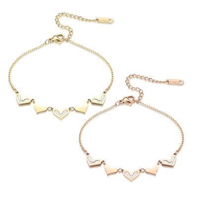 China FASHIONABLE Korean New Design Jewelry Shell Heart Bracelets Stainless Steel Titanium Steel Anklets For Girls for sale