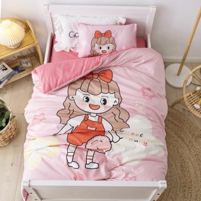 China 100% Cotton Sets Anti-Static Cartoon Baby Girl Printed Organic Cotton Kids Bedding Set for sale