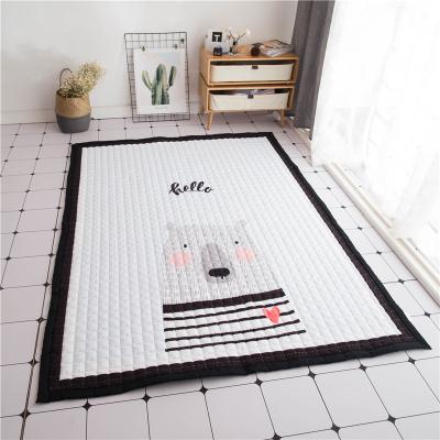 China 100% Cotton Machine Washable Thick Infant Play Mat For Bedroom Living Room Kids Playroom for sale