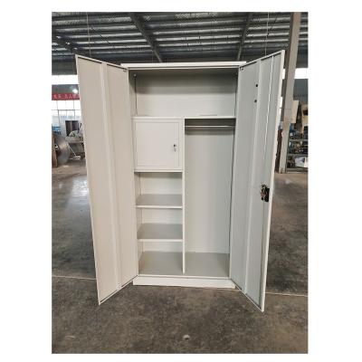 China Knock down structure FAS-005 cheap steel clothes cabinets 2 doors metal storage wardrobe cabinets for sale