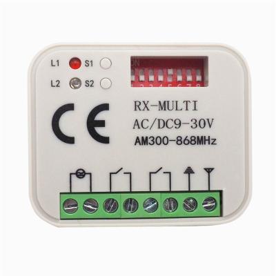 China Install with Garage Door Switch 300-868 MHz DC 9-30V 10A 2CH RF Wireless Remote Control Relay Receiver for Switch Garage Remote Motor Control for sale