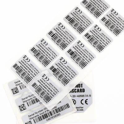 China 50# Matte White Waterproof PET Label, Electronic Product Sticker, High Precision Printing Serial Number (600 Dots) for sale