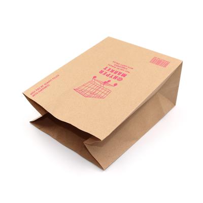 China Recyclable Supermarket Paper Bag Grocery Bag Kraft Paper Vegetable Packing Bag for sale