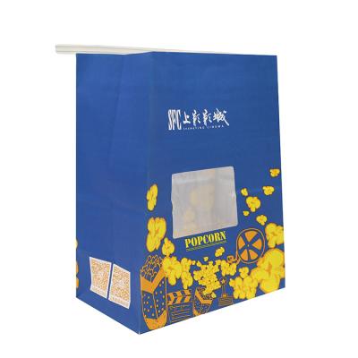 China Custom Recyclable Personalized Printed Flat Bottom Kraft Paper Commercial Heat Sealable Popcorn Packaging Bag for sale