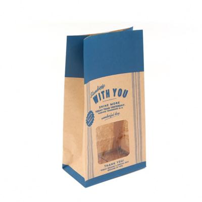 China Recyclable High Quality Food Grade Kraft Paper Potato Chips Brown Paper Bag With Window for sale