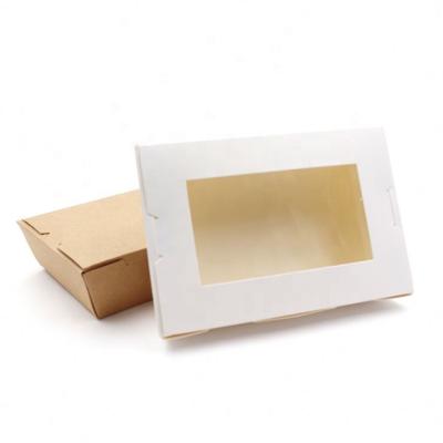 China Recyclable Disposable Take Out Salad Box Food Packaging Cardboard Boxes With Window Take Out Container for sale