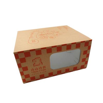 China Recyclable Wholesale Salad Fruit Paper Packing Box Lunch Packing Takeout Box With PET Window for sale