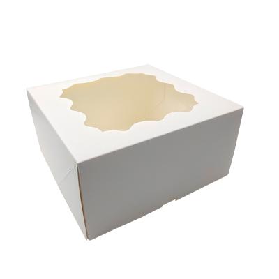 China Small Recyclable Recycled Paper Food Packaging Donut Packaging Cake Box With Window Lid for sale