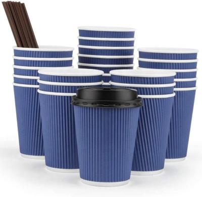 China 12pz 16oz Hemp Paper Cups Recyclable Disposable Customized Coffee Hot Paper Cup With Sleeves And Lid for sale