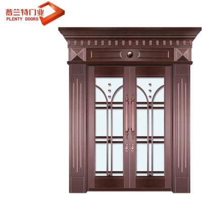 China Contemporary Best Selling Oval Inserts Entry Glass Double Door for sale