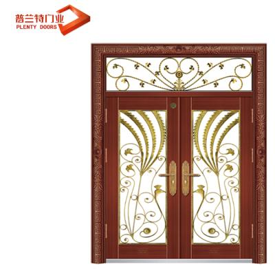 China Modern Used Exterior Wrought Iron Villa Front Door Gate Design With Sidelight for sale