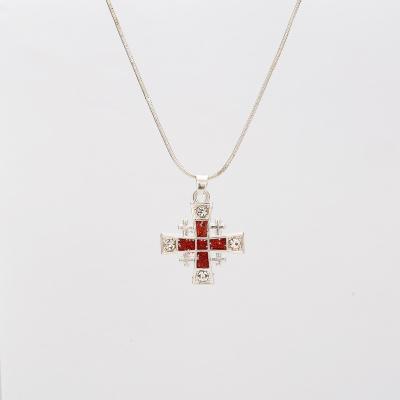 China Blue Enamel Christian Necklace Cross Pendant Jewish Necklace Color Pendant from Jerusalem for sale